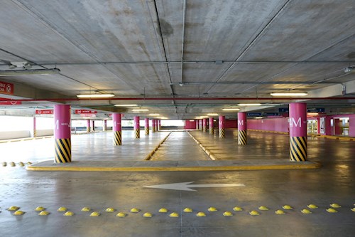 Interior of an underground parking area in Brno